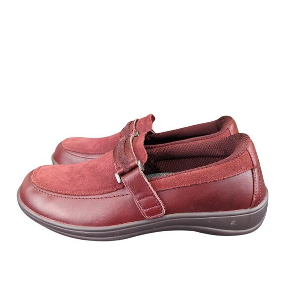 Orthofeet Chelsea Cherry Loafers Burgundy Comfort Women's 8.5 Wide Suede Leather - Picture 2 of 8